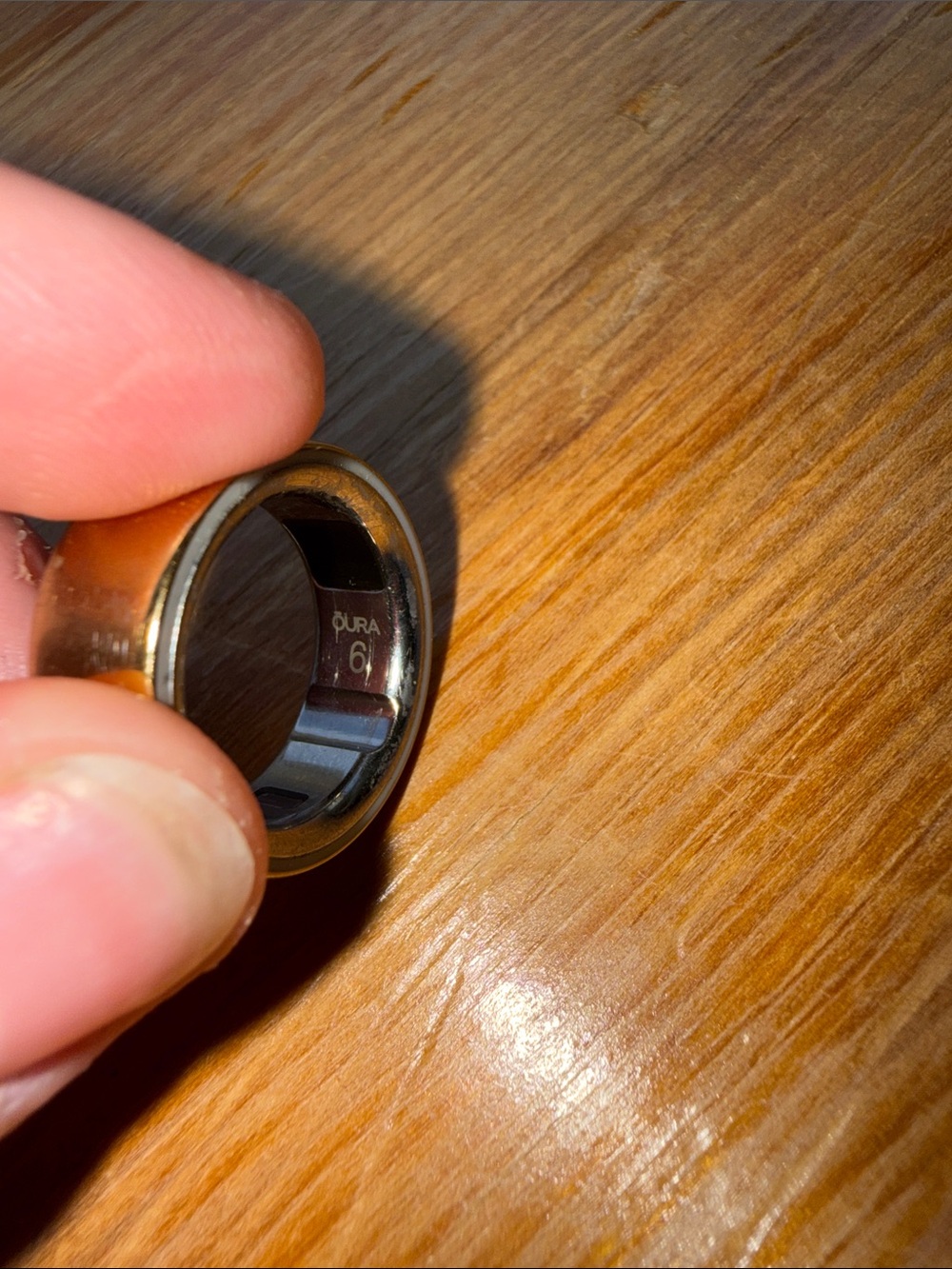 Gold Size 6 Oura Ring with Magnetic Charging Dock with USB-C Cable - Picture 3 of 3